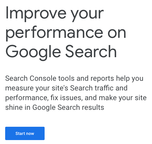 Google Search Console Welcome Text