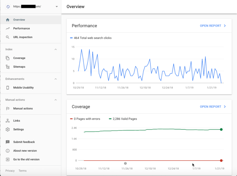 Google Search Console Overview Screenshot