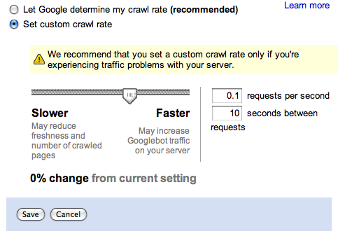 Old Google Search Console Crawl Rate Limit Setting