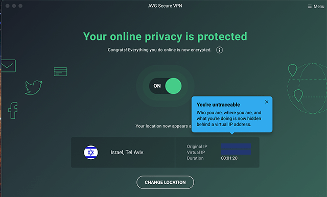 Screenshot of AVG Antivirus, Secure VPN