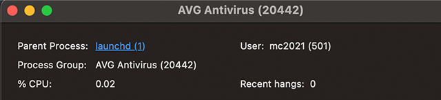 Screenshot of AVG Antivirus, Background system load