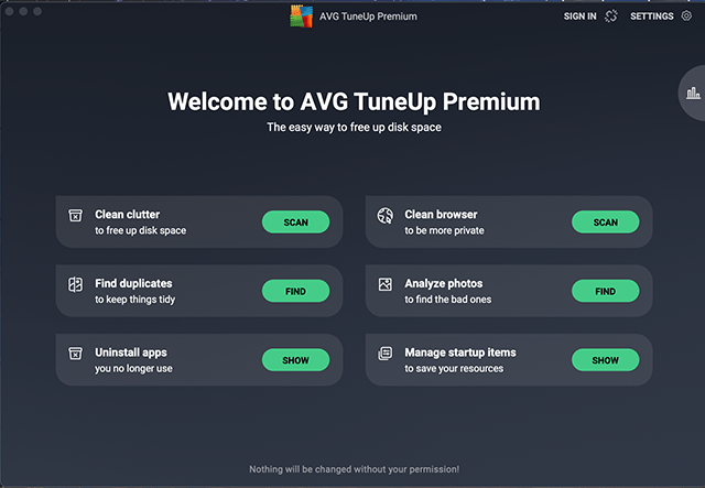 Screenshot of AVG Antivirus, TuneUP