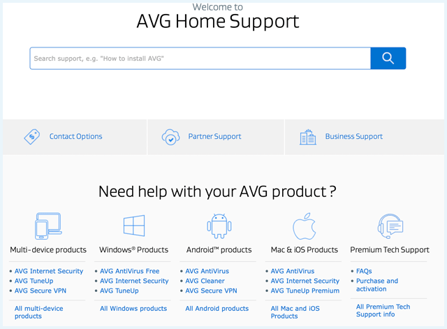 AVG Antivirus Support Page